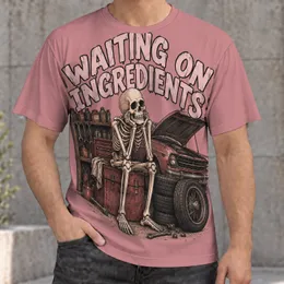 Waiting on Ingredients Skeleton Mechanic Scene for Casual Workshop and Streetwear Fans All-over Print Unisex T-shirt