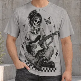 Skeleton Guitarist Rock Music Gift for Alternative Music Fans and Concert Nights All-over Print Unisex T-shirt