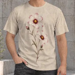 Vintage Daisy Stem Floral Botanical for Everyday Outdoor Style and Festival Gift Wear All-over Print Unisex T-shirt
