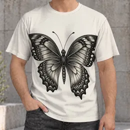 Black Engraved Butterfly Motif for Everyday Nature Lovers and Alternative Style Fans All-over Print Unisex T-shirt
