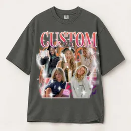 Personalized Bootleg Tee – Custom Photos & Name, Y2K Liquid Chrome Graduation Birthday Gift