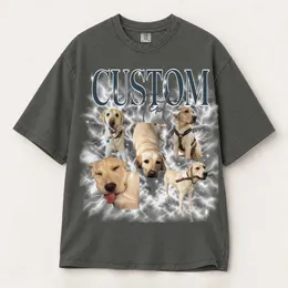 Personalized Bootleg Tee – Custom Photos, Name & Text, Y2K Chrome Lightning Pet Photo Collage Birthday Gift