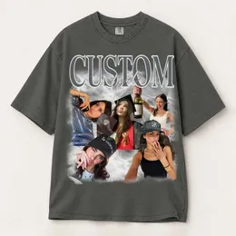 Personalized Bootleg Tee – Custom Photos & Name, Y2K Chrome Smoke Photo Collage Birthday Gift