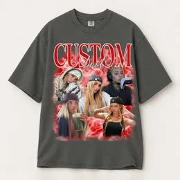 Personalized Bootleg Tee – Custom Photos, Name & Text, Y2K Chrome Electric Storm Photo Collage Best Friend Birthday Gift