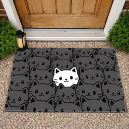 Black And White Cat Faces For Cozy Pet-Loving Homes And Playful Everyday Spaces Doormat