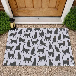 Charcoal Cat Silhouettes for Cozy Cat Lover Homes and Feline-Inspired Living Doormat