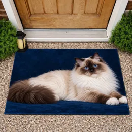 Blue-Eyed Ragdoll Cat Portrait for Cozy Living Spaces and Cat-Loving Households Doormat