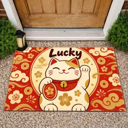 Lucky Cat Fortune Celebration for Chinese New Year Home Entryway Gift for Families Doormat