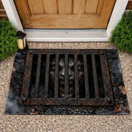 Haunted Sewer Grate Monster Halloween Horror Scene for Spooky Seasonal Decor Doormat