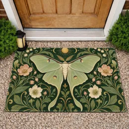Luna Moth And Blush Florals For A Nature Inspired Entryway, Botanical Style Doormat