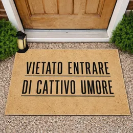 Italian No Bad Mood Entryway Saying for Housewarming Gifts and Welcoming Households Doormat