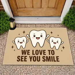 Smiling Tooth Trio Dental Office Cheer for Dentists, Kids and Young Patients Doormat