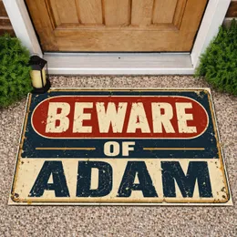 Adam Beware Warning Sign for Playful Entryway Style and Bold Household Personality Doormat