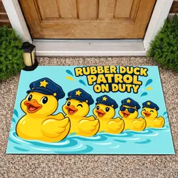 Rubber Duck Police Squad on Patrol for Playful Home Entryways and Bathroom Decor Doormat