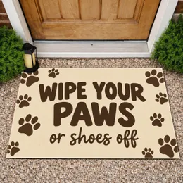 Dog Paw Prints And Wipe Your Paws Saying For Pet Lover Entryway Home Style Doormat