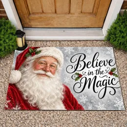 Santa Claus and Believe in the Magic for Cozy Christmas Holiday Home Seasonal Cheer Doormat