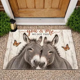Donkey Pair and Orange Butterflies for Cozy Homes and Encouraging Everyday Moments Doormat