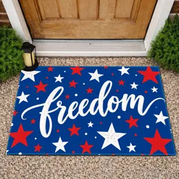 Red White and Blue Stars for Patriotic Fourth of July Porch Celebrations Doormat