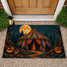 Haunted Circus Tent And Jack O Lanterns For Halloween Night Seasonal Home Decor Doormat
