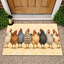 Whimsical Farm Chickens for Cozy Thanksgiving and Autumn Home Style Doormat