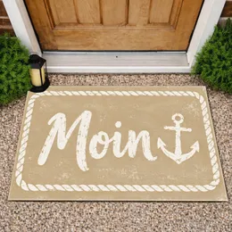 Nautical Anchor Moin Greeting for Coastal Home Entryway and Seaside Living Style Doormat
