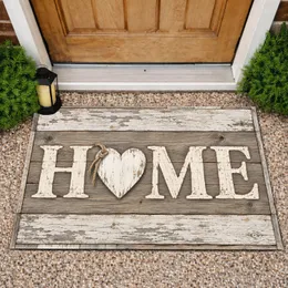 Rustic HOME Heart Wood Plank Entryway Style For Cozy Farmhouse Living Doormat
