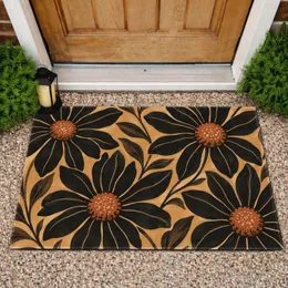 Bold Black Daisy Blooms for Rustic Farmhouse Entryways and Cozy Country Home Style Doormat