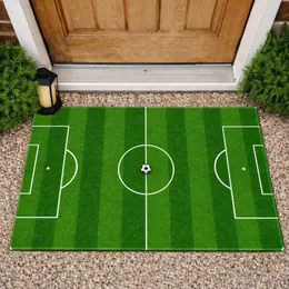 Soccer Field With Center Ball For Match Day And Sports Fans Doormat