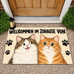 German Welcome Cats and Paw Prints for Cozy Pet-Loving Homes and Cat Owners Decor Doormat