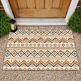 Colorful Bohemian Geometric Bands for Cozy Modern Homes and Eclectic Everyday Living Doormat