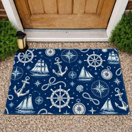 Nautical Compass Roses, Anchors and Ship Wheels for Coastal Entryways and Seaside Homes Doormat