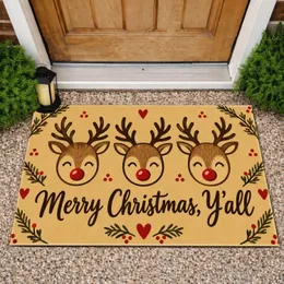 Three Reindeer Merry Christmas Y’all Holiday Cheer for Festive Homes Doormat