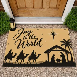 Nativity Scene With Wise Men, Three Camels And Bethlehem Star For Christmas Celebrations Doormat