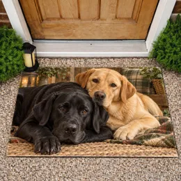 Black and Golden Labrador Pair for Cozy Farmhouse Entryway Style for Dog Lovers Doormat