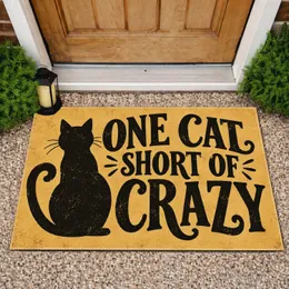 Quirky Black Cat Silhouette with Witty Cat Lover Humor for Cozy Home Entryway Style Doormat