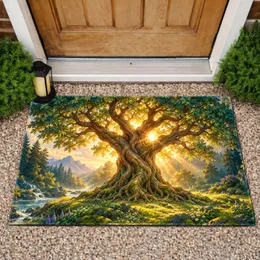 Radiant Tree Of Life With Twisting Roots And Golden Sunbeams For Nature-Inspired Homes Doormat