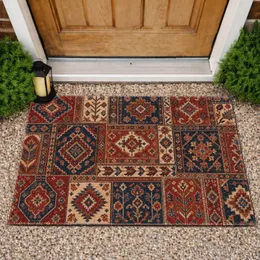 Vintage Red Persian Patchwork Motifs for Cozy Eclectic Bohemian Home Living Spaces Doormat
