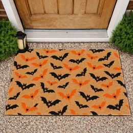 Black And Orange Flying Bats For A Playful Halloween Home Entrance Doormat