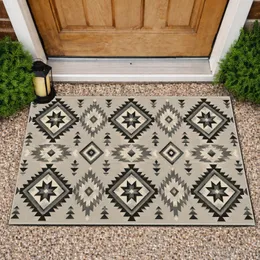 Black And White Tribal Diamond Motifs For Modern Entryways And Cozy Minimalist Homes Doormat