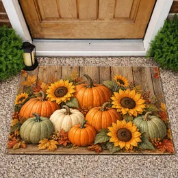 Rustic Autumn Pumpkin and Sunflower Harvest Scene for Cozy Seasonal Home Decorating Doormat
