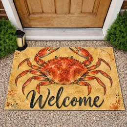 Red Crab Welcome Coastal Entryway Accent for Beach House Guests and Ocean Lovers Doormat