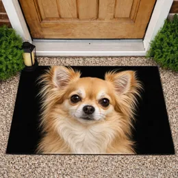 Long-Haired Chihuahua Portrait for Cozy Pet-Lover Homes and Everyday Dog-Loving Style Doormat