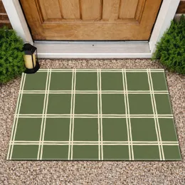 Olive Green Plaid Checks for a Cozy Farmhouse Home and Relaxed Country Living Doormat