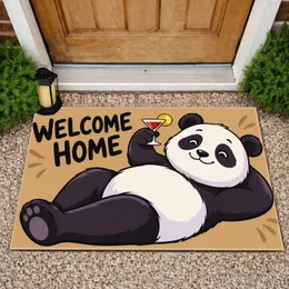 Relaxed Panda With Welcome Home Message For A Warm, Playful Family Homecoming Gift Doormat