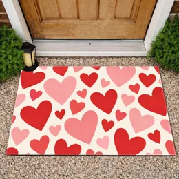Red And Blush Heart Motif For Romantic Valentine's Day Entryway And Cozy Home Decor Doormat