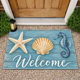 Coastal Seahorse, Starfish and Seashell Welcome for Relaxed Beachside Living Homes Doormat
