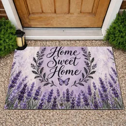 Lavender Home Sweet Home Welcome Scene for Cozy Cottage Entryway and Garden Lovers Doormat