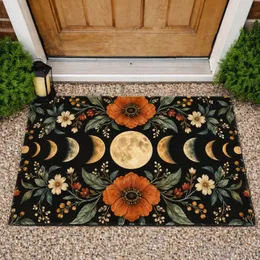 Celestial Moon Phase Floral Motif for Bohemian Entryways and Nature-Inspired Homes Doormat