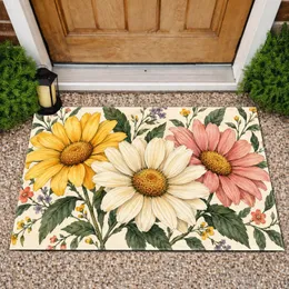 Yellow Daisy Blooms for Cheerful Cottage Entryways and Fresh Spring Home Decor Doormat