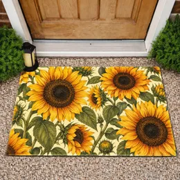 Golden Sunflowers and Olive Leaves for a Warm, Nature-Inspired Seasonal Home Entrance Doormat